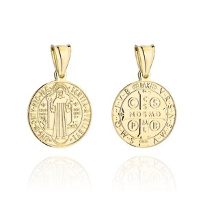 Medalik złoty dwustronny św. Benedykt średni