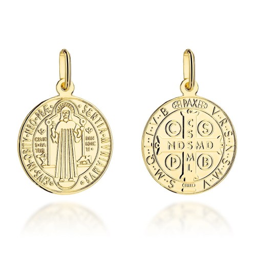 Medalik złoty dwustronny św. Benedykt duży