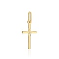 Krzyżyk złoty żłobiony z diamentowaniem średni