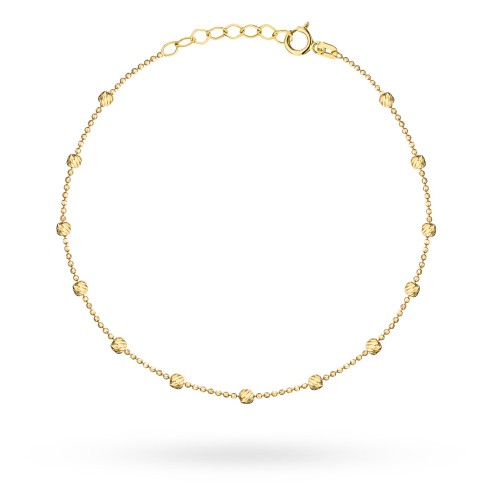 Bransoletka złota kulkowa z diamentowanymi kulkami