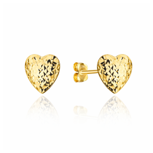 Kolczyki złote super lekkie serca diamentowane 585
