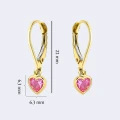 Złote kolczyki wiszące z serduszkiem rozmiar.webp