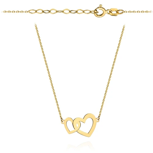 Naszyjnik złoty dwa serca super lekki pr. 375