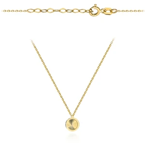 Naszyjnik złoty diamentowane kółeczko w gładkiej oprawie super lekki pr. 375