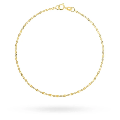 Bransoletka złota delikatne diamentowane owale na nogę