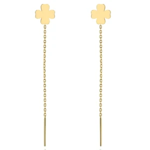 Kolczyki przewlekane złote koniczynki