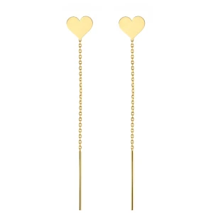 Kolczyki przewlekane złote serce