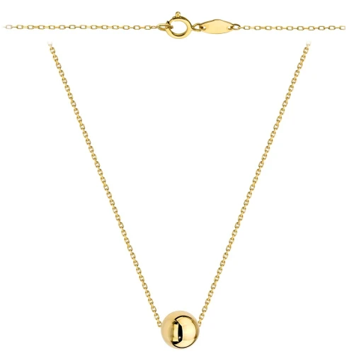 Naszyjnik z jedną złotą kuleczką super lekki 45cm pr. 375