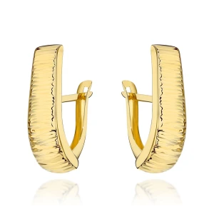 Kolczyki złote wydłużone zdobione żłobieniem w poprzek pr. 585