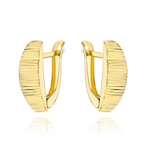 Kolczyki złote zdobione żłobieniem w poprzek pr. 585