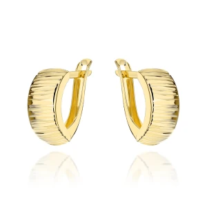 Kolczyki złote żłobione zaokrąglone pr. 585