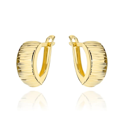 Kolczyki złote żłobione zaokrąglone pr. 585