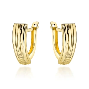 Kolczyki złote zdobione żłobieniem pr. 375