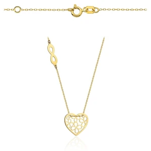 Celebrytka naszyjnik złoty kwiatki w sercu i nieskończoność na łańcuszku super lekka