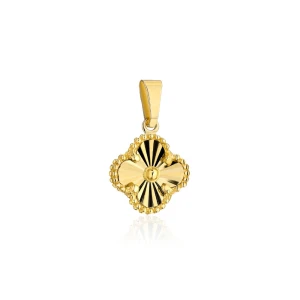 Zawieszka złota diamentowana koniczynka 6 mm pr. 375