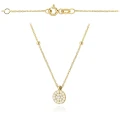 Naszyjnik złoty kółeczko zdobione cyrkoniami z gładkimi kuleczkami