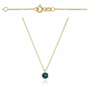 Naszyjnik złoty z kamieniem - London blue topaz