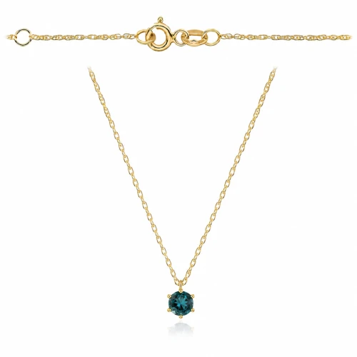 Naszyjnik złoty z kamieniem - London blue topaz