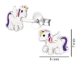 Srebrne kolczyki dla dziewczynki jednorożce sztyft 925 rozmiar