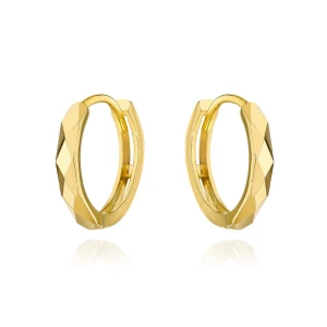 Kolczyki złote diamentowane kółeczka 12 mm na kreolu pr. 375
