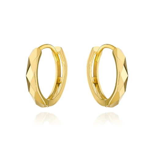 Kolczyki złote diamentowane kółeczka 12 mm na kreolu pr. 375