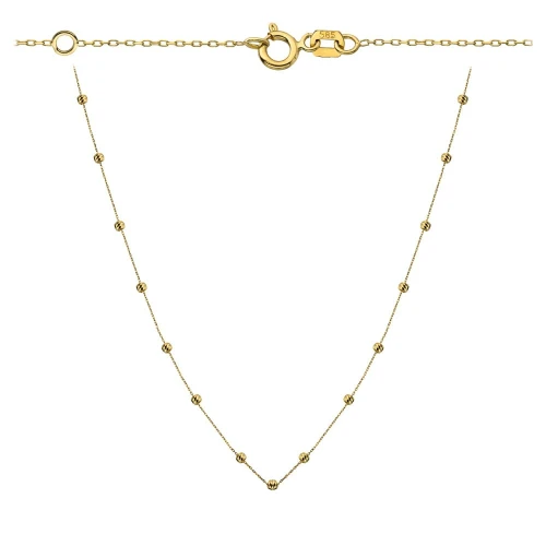Naszyjnik złote diamentowane kulki 47+3 cm próba 585