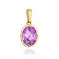 Zawieszka złota COLORFUL STONE ametyst owal 585