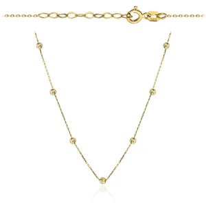 Naszyjnik złote diamentowane kulki choker 36+3 cm, złoto 585 regulowany