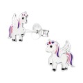 Srebrne kolczyki dziecięce jednorożce sztyft 925