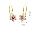 Złote Kolczyki Kwiatki dla dziewczynki rubinowa cyrkonia 585 bigiel, Pamiątka Chrztu rozmiar dla dzieci