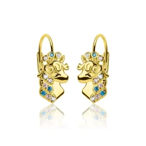 Złote kolczyki jednorożce dla dziewczynki angielskie zapięcie srebro pozłacane 925