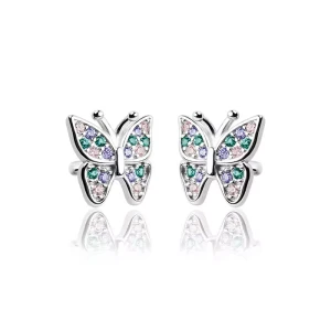 Srebrne kolczyki motylki dla dziewczynki wkrętki
