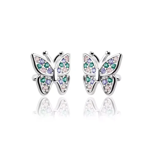 Srebrne kolczyki motylki dla dziewczynki wkrętki