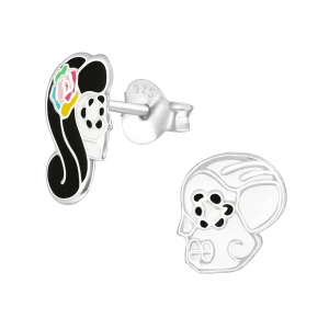 Srebrne Kolczyki na Halloween Czaszka Calavera / Kolczyki Meksykańskie