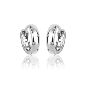 Kolczyki srebrne kółka kreolki cyrkonie dla dziewczynki