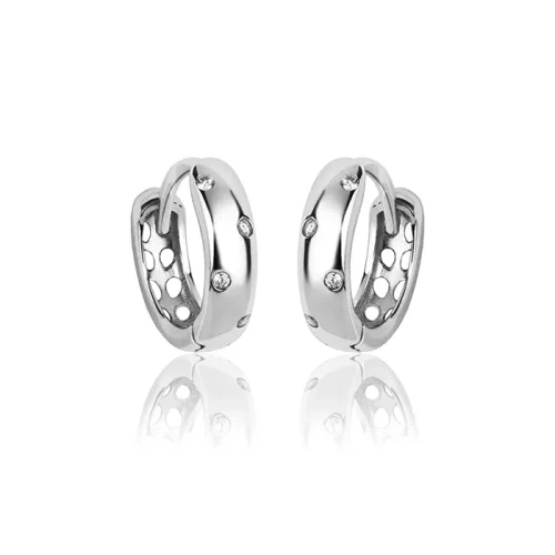 Kolczyki srebrne kółka kreolki cyrkonie dla dziewczynki.webp