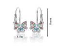 Kolczyki srebrne dla dziewczynki motylki kolorowe cyrkonie angielskie rodowane rozmiar