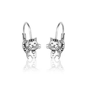 Srebrne kolczyki kotki koty dla dzieci angielskie zapięcie