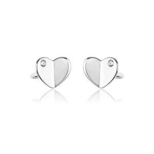 Srebrne kolczyki serca z cyrkoniami wkrętki
