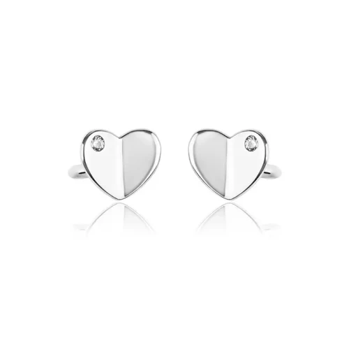 Srebrne kolczyki serca z cyrkoniami wkrętki