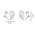 Srebrne kolczyki serca z cyrkoniami wkrętki
