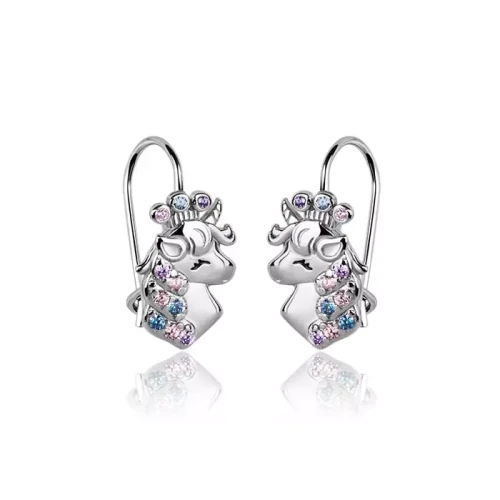 Kolczyki srebrne jednorożce dla dziewczynki na biglu rodowane