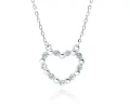 Srebrny naszyjnik z zawieszką w kształcie serca z cyrkoniami rodowany/Prezent na Dzień Mamy, Walentynki 2