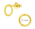Złote kolczyki kółka diamentowane ring srebro pozłacane 925 sztyft rozmiar-średnica 8 mm