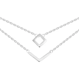 Srebrny naszyjnik podwójny geometryczny