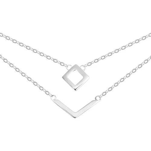 Srebrny naszyjnik podwójny geometryczny