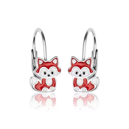 Srebrne kolczyki liski dla dziewczynki angielskie zapięcie