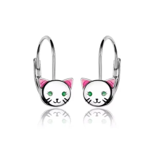 Kolczyki srebrne kotki dla dziewczynki angielskie