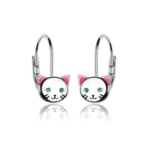 Kolczyki srebrne kotki dla dziewczynki angielskie.webp