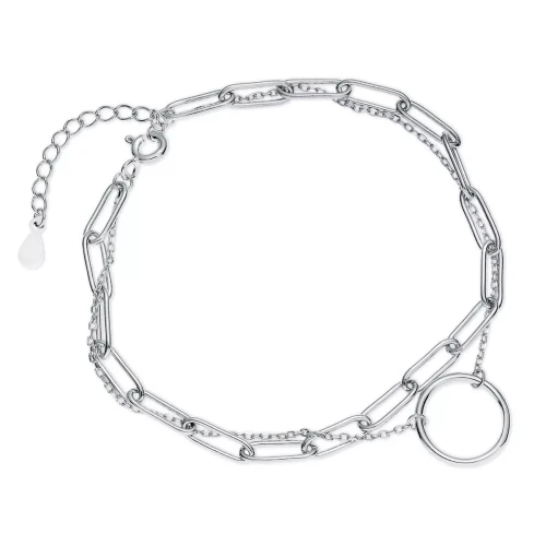 Srebrna bransoletka podwójna z kólkiem chains